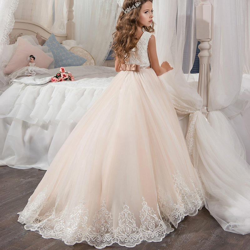 Brittany White Princess, Flower Girl Dress- LPD085