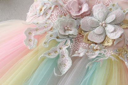 Ayla Birthday Rainbow Tulle Dress- LPD069