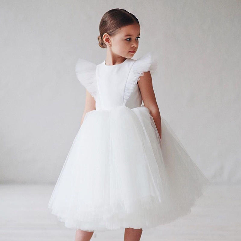 Tiana White Flower Girl, Birthday, Special Occasion Dress - LPD031