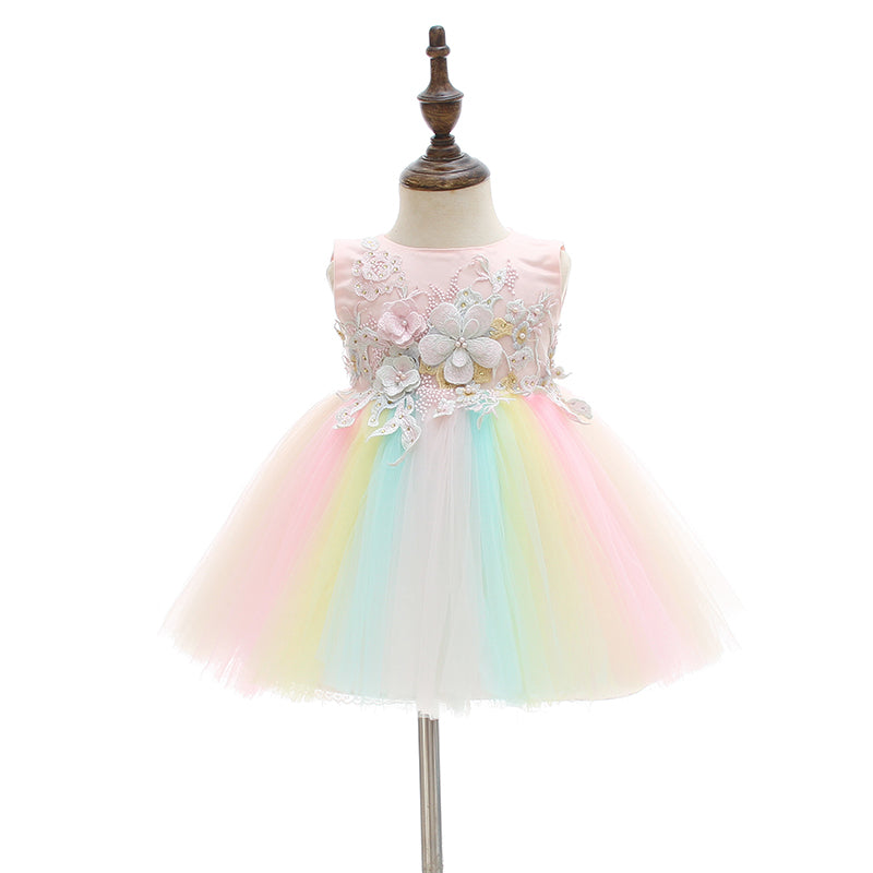 Ayla Birthday Rainbow Tulle Dress- LPD069