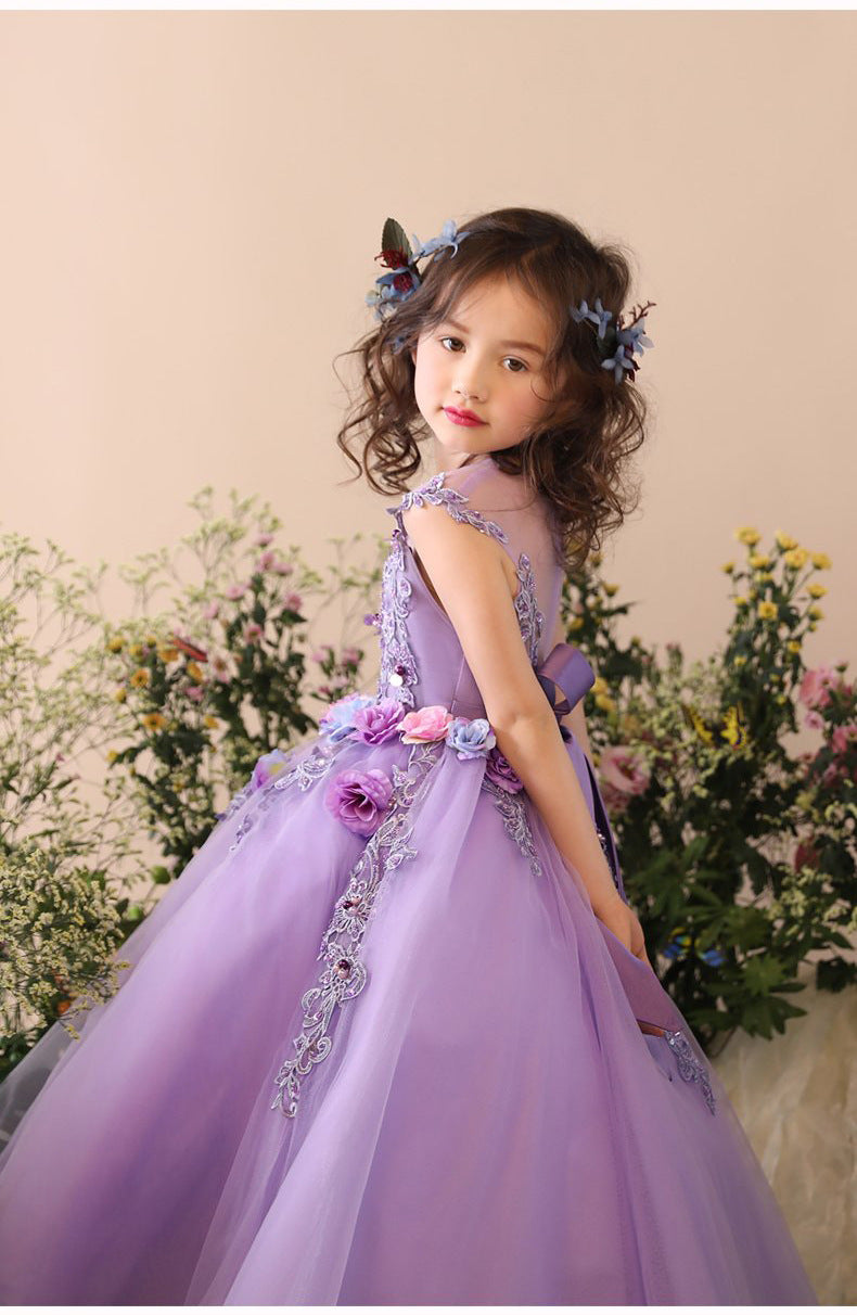 Yvie Purple Elegant Flower Girl, Ball Gown