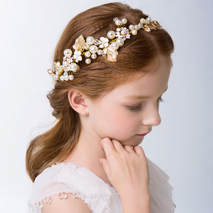 Andrina White Pearl Princess Headband Crown LPA001