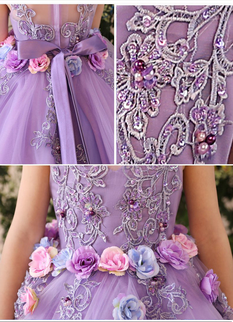 Yvie Purple Elegant Flower Girl, Ball Gown