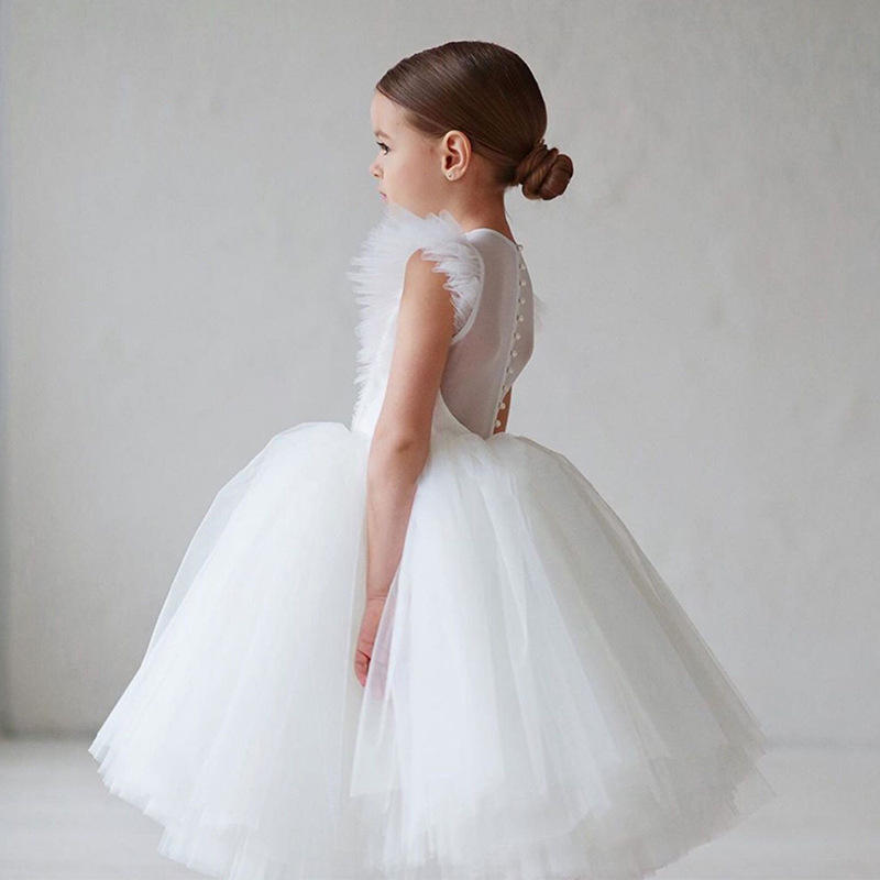 Tiana White Flower Girl, Birthday, Special Occasion Dress - LPD031