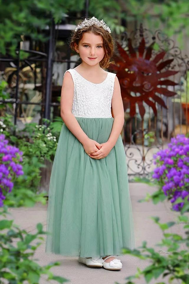 Olivia Mint Flower Girl, Boho-Chic, Birthday Dress- LPD022