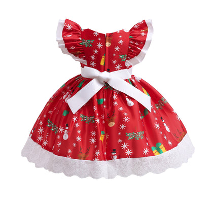 Crissy Red Snowman Print Dress- LPD030