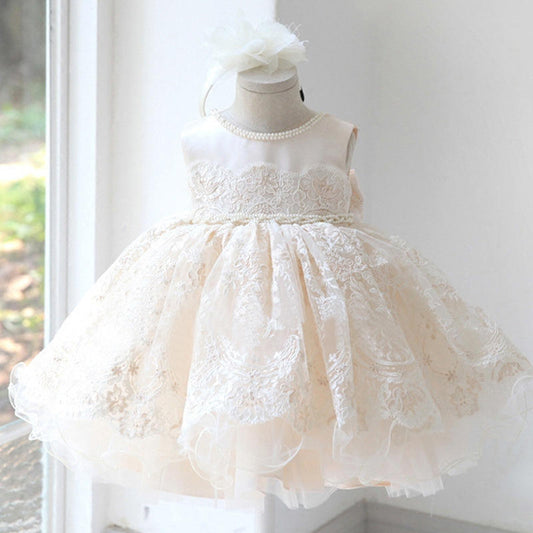 Emily Champagne Christening, Flower Girl Dress - LPD016