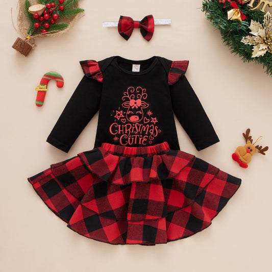 Catie Baby Red and Black Checkered Dress - LPD041