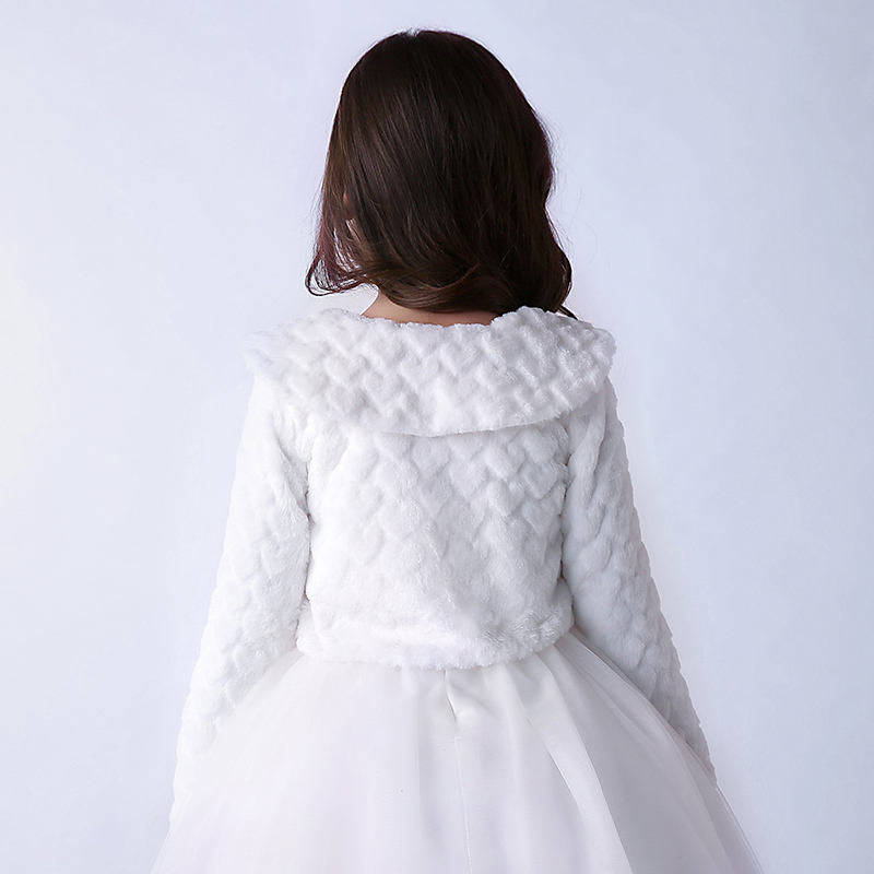 Meriele White 'Flower Girl Princess Faux Fur Jacket' LPD078
