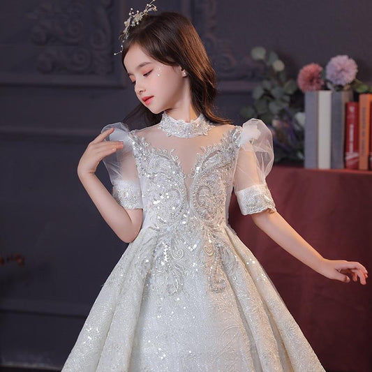 SLPD002 - Elegant Lace Pageant Evening Gown