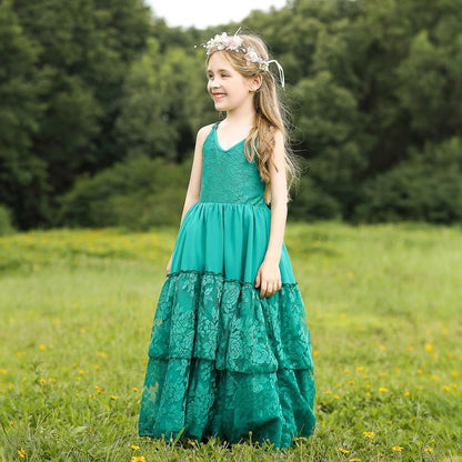 Jaica Green Boho-Chic Lace Dress- LPD073