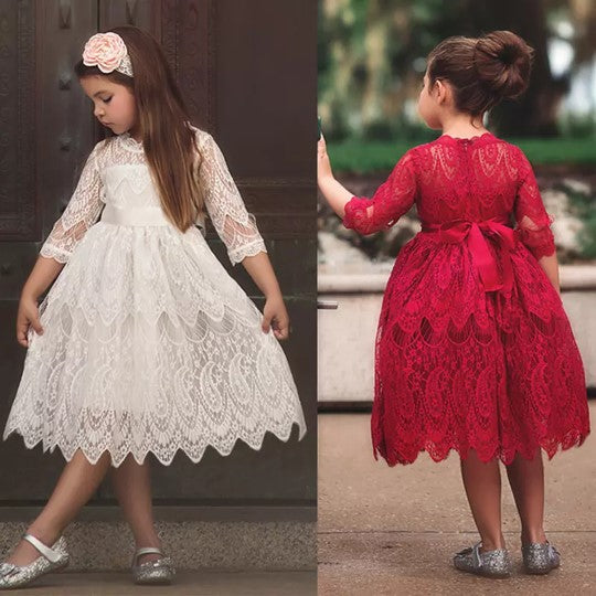 Lacey Red Flower Girl, Birthdays, Special Occasion Dress - LPD042