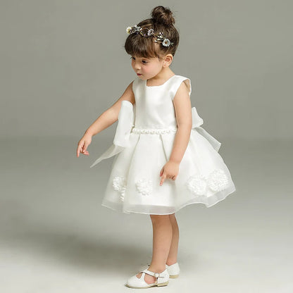 Amilou White Flower Girl, Baptism & Formal Occasion Dress- LPD067